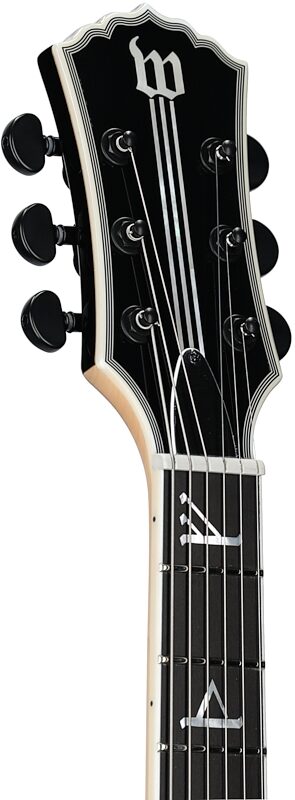 open zoom image for Wylde Audio Odin Grail Rawtop Bullseye Electric Guitar, Charcoal Burst, Headstock Left Front