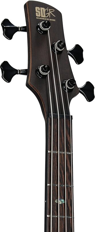 open zoom image for Ibanez SR1350B Premium Electric Bass (with Gig Bag), Dual Mocha Burl, Headstock Left Front