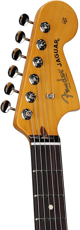 open zoom image for Fender American Professional Classic Jaguar Electric Guitar, Rosewood Fingerboard (with Gig Bag), Sherwood Green, Open Box (Very Good), Headstock Left Front