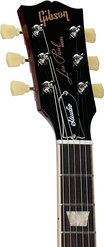 open zoom image for Gibson Les Paul Studio Electric Guitar (with Soft Case), Cherry Sunburst, Headstock Left Front