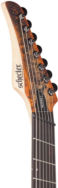 open zoom image for Schecter Reaper 7MS Electric Guitar, 7-String, Inferno Burst, Headstock Left Front
