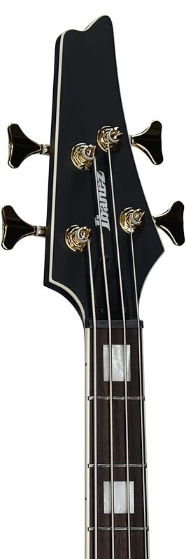 open zoom image for Ibanez ICB620 Iceman Electric Bass (with Gig Bag), Black Flat, Headstock Left Front