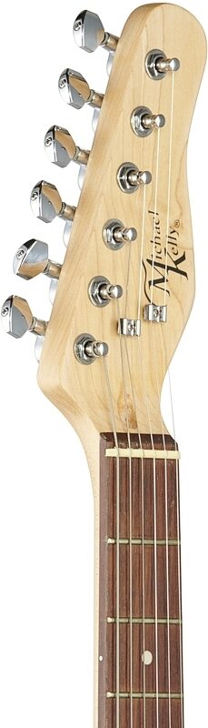 open zoom image for Michael Kelly 59 Thinline Electric Guitar, Natural Top, Gloss Black, Headstock Left Front