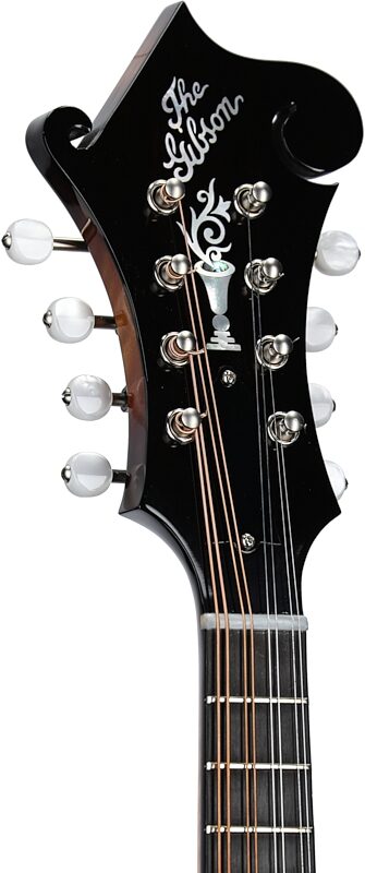 open zoom image for Gibson Custom F-5G Mandolin (with Case), Dark Burst, Headstock Left Front