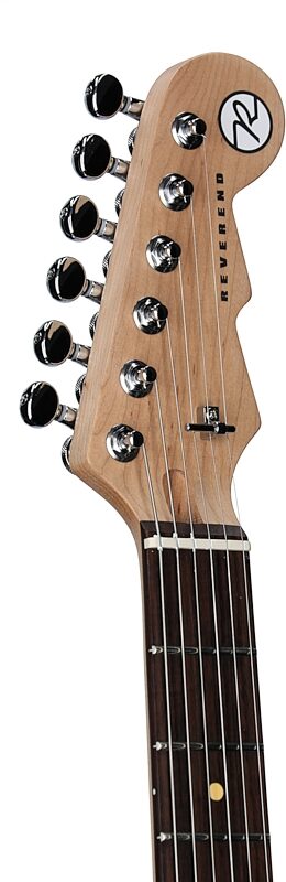 open zoom image for Reverend Jetstream 290 Electric Guitar with Bigsby Tremolo, Midnight Black, Headstock Left Front