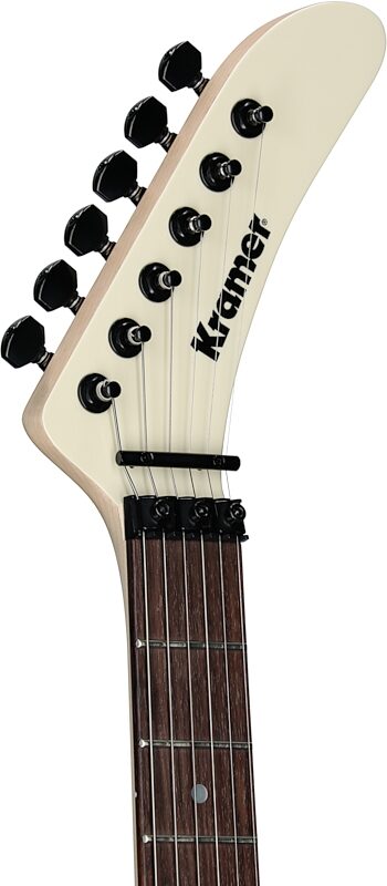 open zoom image for Kramer 1983 Baretta Reissue Electric Guitar (with Hard Case), Classic White, Rosewood Fretboard, Headstock Left Front