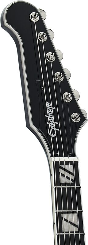 open zoom image for Epiphone Futura Firebird Custom Electric Guitar (with Gig Bag), Quicksilver, Headstock Left Front