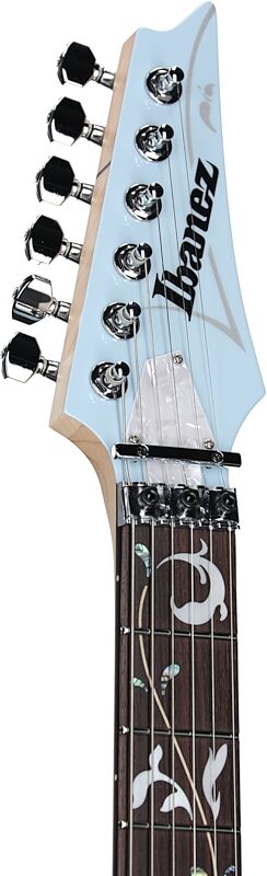 open zoom image for Ibanez Steve Vai PIA Electric Guitar (with Case), Blue Powder, Headstock Left Front