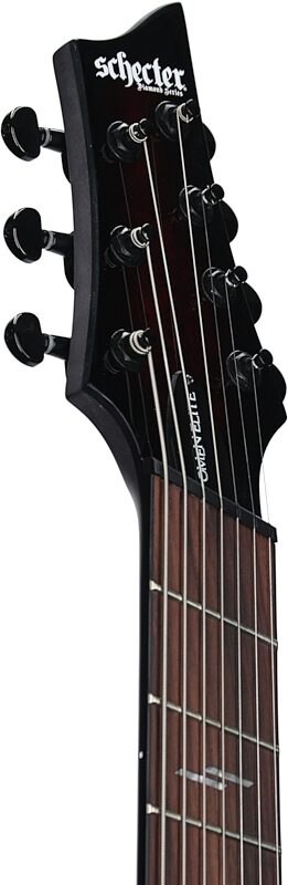 open zoom image for Schecter Omen Elite-7 Multiscale Electric Guitar, 7-String, Black Cherry Burst, Headstock Left Front