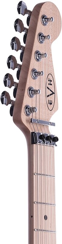 open zoom image for EVH Eddie Van Halen Striped Series Electric Guitar, Red, Black, and White, Headstock Left Front