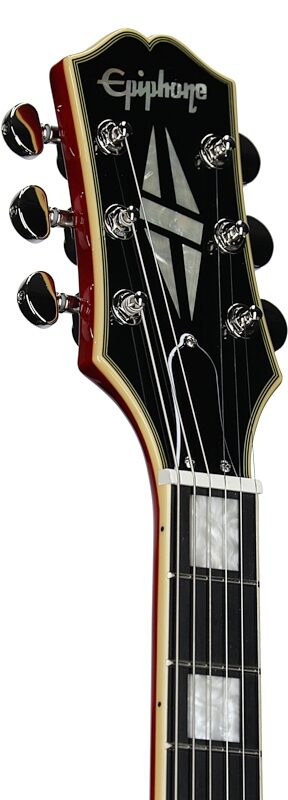 open zoom image for Epiphone Exclusive Shinichi Ubukata ES-355 Custom Electric Guitar (with Case), Satin Cherry, Open Box (Very Good), Headstock Left Front