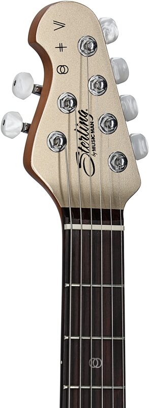 open zoom image for Sterling by Music Man St. Vincent Goldie Electric Guitar, Cashmere, Headstock Left Front