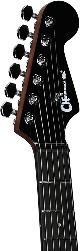 open zoom image for Charvel Pro-Mod Plus Dinky DK24 HH HT QM Electric Guitar (with Gig Bag), Violet Radiance, Headstock Left Front