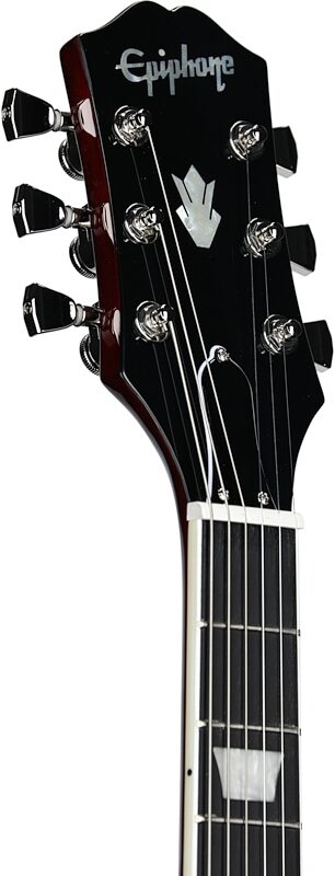open zoom image for Epiphone SG Modern Figured Electric Guitar, Mojave Burst, with Gig Bag, Headstock Left Front