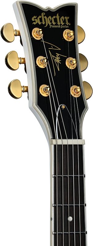 open zoom image for Schecter Zacky Vengeance H6LLYW66D Electric Guitar, Gloss White, Open Box (Very Good), Headstock Left Front