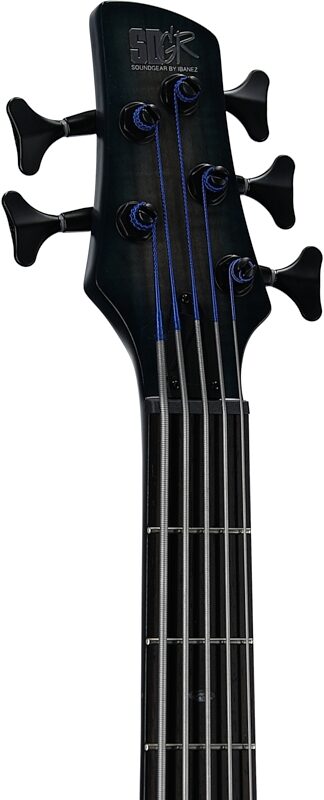 open zoom image for Ibanez SRD905 Electric Bass, 5-String, Cosmic Blue Starburst Low Gloss, Headstock Left Front
