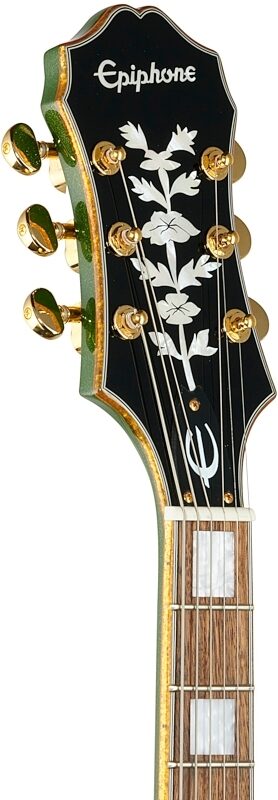open zoom image for Epiphone Emperor Swingster Electric Guitar, Forest Green Metallic, Headstock Left Front