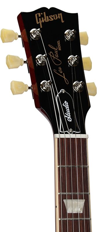 open zoom image for Gibson Les Paul Studio Double Trouble Electric Guitar (with Soft Case), Dirty Lemon, Headstock Left Front