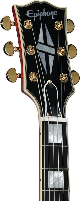 open zoom image for Epiphone 1959 ES-355 Semi-Hollow Electric Guitar (with Case), Cherry Red, Headstock Left Front