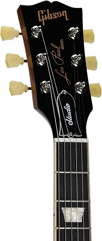 open zoom image for Gibson Exclusive Les Paul Studio Figured Electric Guitar (with Soft Case), Honey Burst, Headstock Left Front