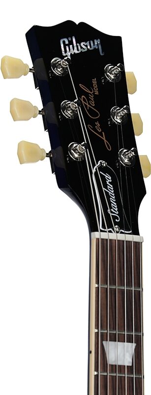 open zoom image for Gibson Les Paul Standard 50s Custom Color Electric Guitar, Figured Top (with Case), Blueberry Burst, Headstock Left Front
