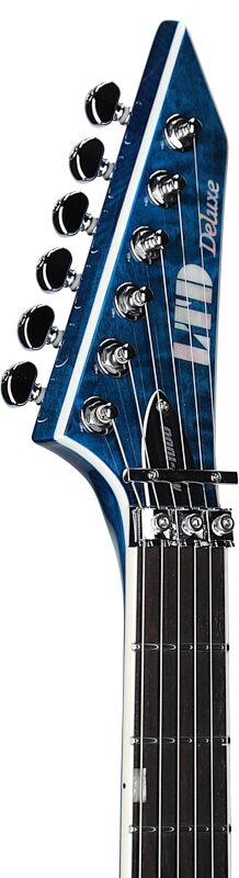 open zoom image for ESP LTD MH-1000 QM Electric Guitar, Black Ocean, Headstock Left Front