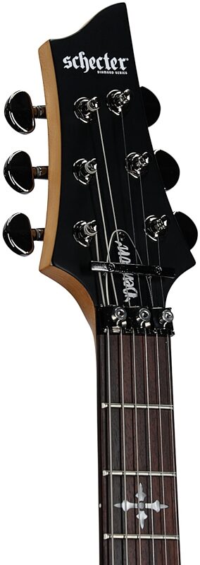 open zoom image for Schecter Demon-6 FR-S Electric Guitar, Aged Black Satin, Headstock Left Front