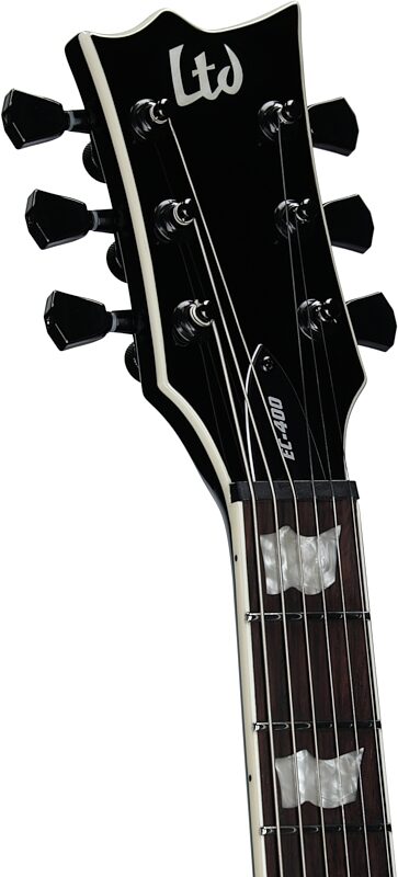 open zoom image for ESP LTD Eclipse EC-400QM Electric Guitar, See-Thru Black Sunburst, Headstock Left Front
