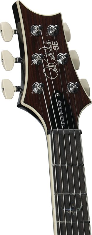 open zoom image for PRS Paul Reed Smith SE Hollowbody II Piezo Electric Guitar (with Gig Bag), Orange Tiger Smokeburst, Headstock Left Front