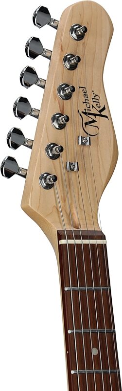 open zoom image for Michael Kelly 58 Thinline Electric Guitar, Gloss Black, Headstock Left Front