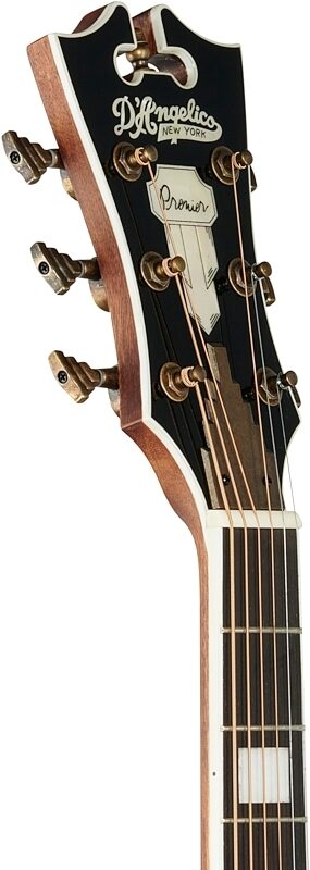 open zoom image for D'Angelico Premier Bowery Acoustic-Electric Guitar, Ice Tea Burst, Headstock Left Front