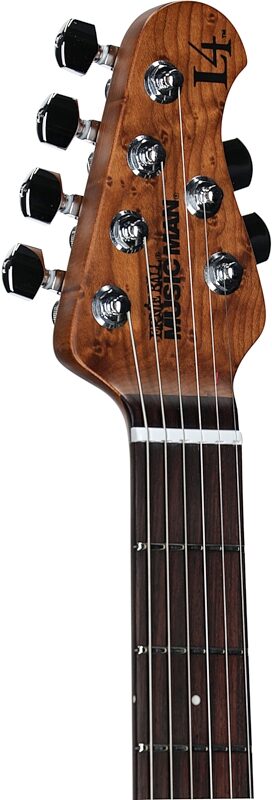open zoom image for Ernie Ball Music Man Luke 4 HSS Electric Guitar, Butane Blue, Rosewood Fretboard, Headstock Left Front