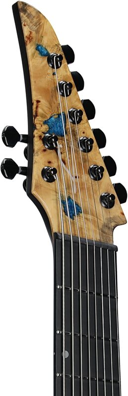 open zoom image for Legator Ninja X8F Multi-Scale Guitar, 8-String (with Gig Bag), Caribbean Blue, Headstock Left Front