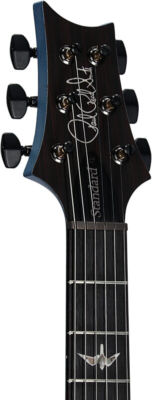 open zoom image for PRS Paul Reed Smith Satin Standard 24 Electric Guitar, Frost Blue Metallic, with Case, Headstock Left Front