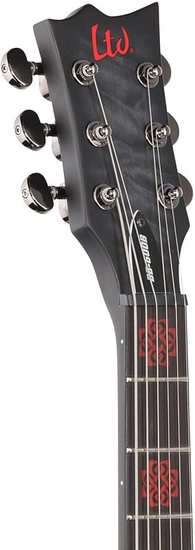 open zoom image for ESP LTD Ben Burnley BB600 Baritone Electric Guitar (with Case), Satin Black Sunburst, Headstock Left Front