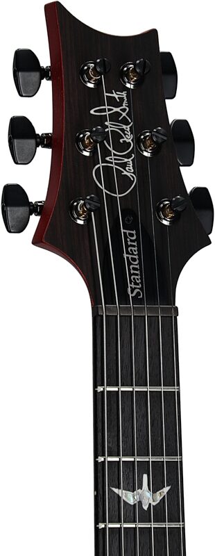 open zoom image for PRS Paul Reed Smith Satin Standard 24 Electric Guitar, Red Apple Metallic, with Case, Headstock Left Front