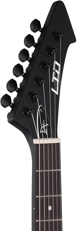 open zoom image for ESP LTD James Hetfield Snakebyte Electric Guitar (with Case), Satin Black, Headstock Left Front