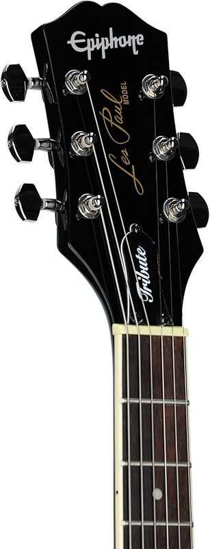 open zoom image for Epiphone Les Paul Tribute Electric Guitar, Ebony, Headstock Left Front