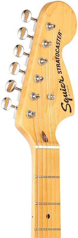 open zoom image for Squier Classic Vibe '70s Stratocaster HSS Electric Guitar, Maple Fingerboard, Black, Headstock Left Front