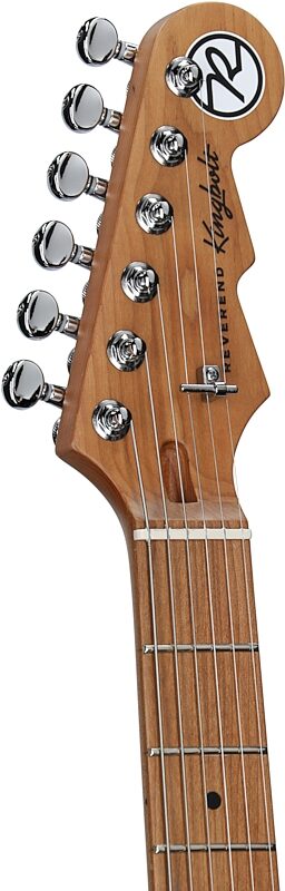 open zoom image for Reverend Kingbolt Air HH Semi-Hollowbody Electric Guitar, Black Sparkle, Headstock Left Front