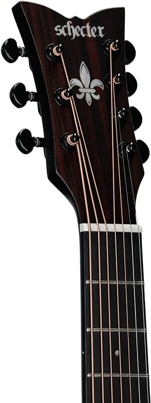 open zoom image for Schecter Regulo Caro-7 Acoustic-Electric Guitar, 7-String, Satin Black, Headstock Left Front
