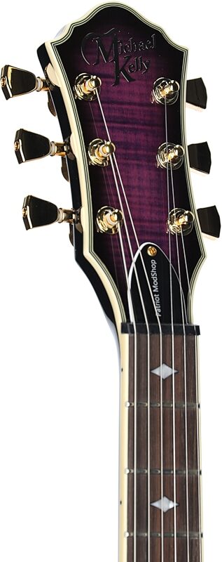 open zoom image for Michael Kelly Limited Modshop Narrow Body Design Patriot Electric Guitar, Purple Burst, Open Box (Very Good), Headstock Left Front