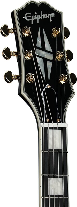 open zoom image for Epiphone Inspired by Gibson SG Custom Electric Guitar (with Gig Bag), Ebony, Headstock Left Front