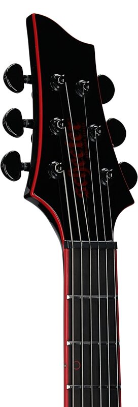 open zoom image for Schecter Sunset 6 EverTune Red Dawn Electric Guitar, Gloss Black, Headstock Left Front