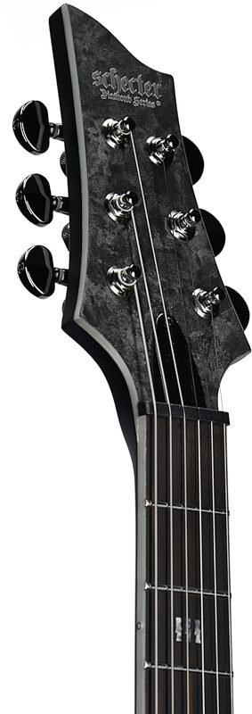 open zoom image for Schecter Juan of the Dead V-1 Electric Guitar, Black Reign, Headstock Left Front