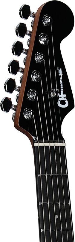 open zoom image for Charvel Pro-Mod Plus Dinky DK24 HSS 2PT QM Electric Guitar (with Gig Bag), Blue Curacao, Open Box (Very Good), Headstock Left Front