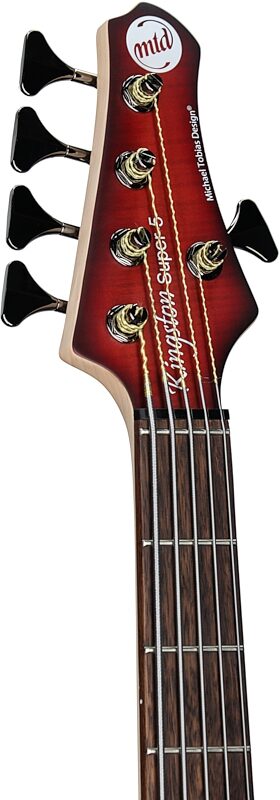 open zoom image for MTD Kingston Super 5 Electric Bass, 5-String (with Laurel Fingerboard), Doctor Brown's Burst, Headstock Left Front