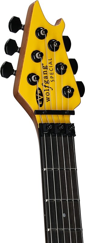 open zoom image for EVH Eddie Van Halen Wolfgang Special Quilted Maple Electric Guitar, Caution Yellow, Headstock Left Front