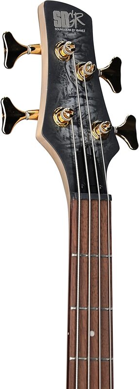 open zoom image for Ibanez SR300EDX Electric Bass Guitar, Black Ice Frozen Matte, Headstock Left Front