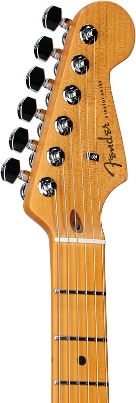 open zoom image for Fender American Ultra II Stratocaster HSS Electric Guitar, Maple Fingerboard (with Case), Sinister Red, Headstock Left Front